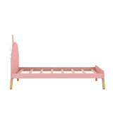 Hearth and Haven Wooden Cute Bed with Unicorn Shape Headboard, Twin Size Platform Bed, Pink WF295686AAH