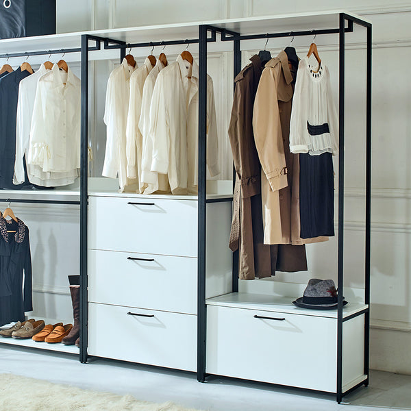 English Elm Fiona White Modular Freestanding Wood Closet System - Deep Storage, Eco-Friendly, Modern Design B040S00052