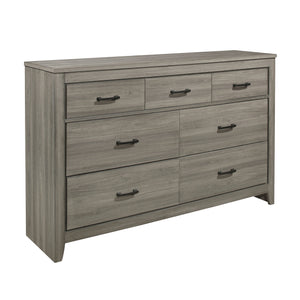 English Elm Dark Gray Waldorf 7-Drawer Dresser with Horizontal Dark Hardware, Industrial Rustic Modern Design B011101877