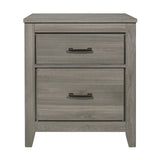 English Elm Dark Gray Finish Transitional Look 1 Piece Nightstand Industrial Rustic Modern Style Bedroom Furniture