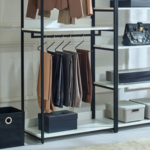 English Elm Fiona White Freestanding Walk-In Closet System with Metal Frame, Deep Modular Storage, Eco E0 Board B040S00051
