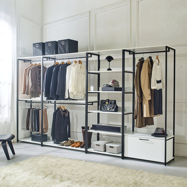 English Elm Fiona 47" Wood & Metal Walk-In Closet System White — Deep, Water/Heat/Stain Resistant, Eco E0 Board B040S00044