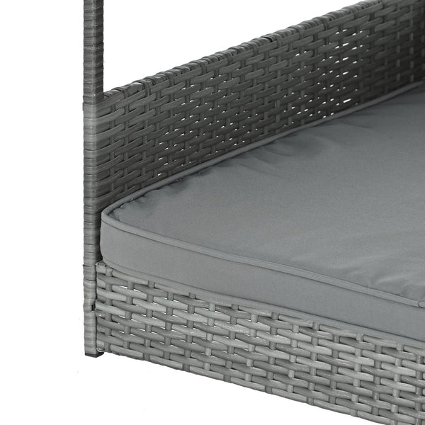 English Elm Dog Dark Grey PE Wicker Pet Bed with Canopy - Durable Metal Frame, 2" Plush Polyester Cushion, Outdoor Patio-Friendly W1703P188889