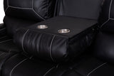 English Elm Faux Leather Reclining Sofa Couch Loveseat Sofa For Living Room Black