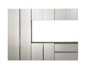 English Elm Nova Metallic Grey Garage Cabinet Set B (6-Piece) 96"W x72"H x20"D Wall-Mounted Deep Storage, Eco-Friendly B040S00065