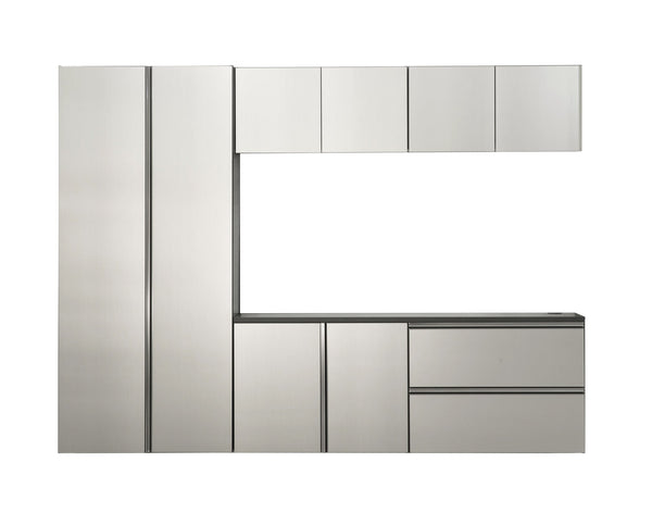 English Elm Nova Metallic Grey Garage Cabinet Set B (6-Piece) 96"W x72"H x20"D Wall-Mounted Deep Storage, Eco-Friendly B040S00065