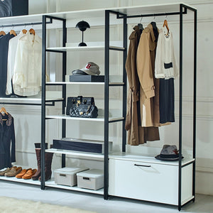 English Elm Fiona Freestanding Walk in Closet System Modular Wood and Metal Wardrobe Wall B040S00048