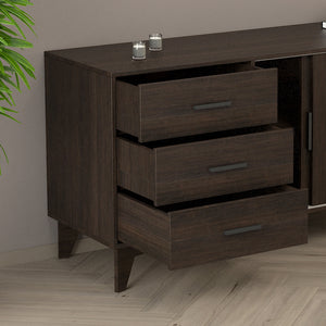 English Elm Parker Dark Brown TV Stand with Sliding Doors & Drawers, Scratch‑Resistant Melamine, Eco E0 Board B040S00042