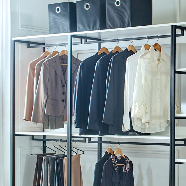 English Elm Fiona Freestanding Walk in Closet System Modular Wood and Metal Wardrobe Wall B040S00048
