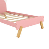 Hearth and Haven Wooden Cute Bed with Unicorn Shape Headboard, Twin Size Platform Bed, Pink WF295686AAH