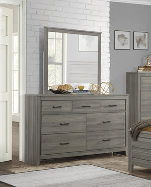 English Elm Dark Gray Waldorf 7-Drawer Dresser with Horizontal Dark Hardware, Industrial Rustic Modern Design B011101877