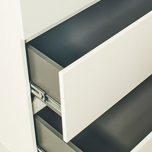 English Elm Liv Four-Drawer Chest with Soft-Close Drawers, Water & Scratch Resistant Melamine, Made in Korea White B040S00056