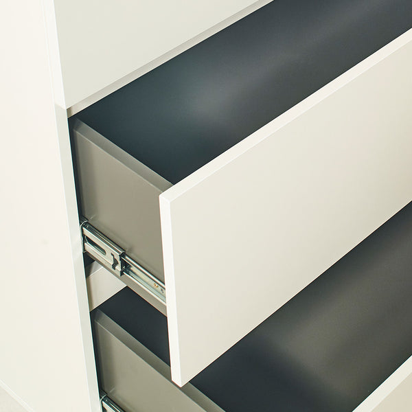 English Elm Liv Four-Drawer Chest with Soft-Close Drawers, Water & Scratch Resistant Melamine, Made in Korea White B040S00056