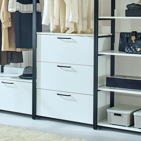 English Elm Fiona White Freestanding Walk-In Wood Closet System with Metal Frame — Deep, Eco E0, Water & Scratch Resistant B040S00053