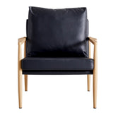 English Elm Sofa Chair.Black Pu Leather Accent Arm Chair Mid Century Modern Upholstered Armchair With Imitation Solid Wood Color Metal Frame Padded Backrest and Seat Cushion Sofa Chairs For Living Room Sf-010