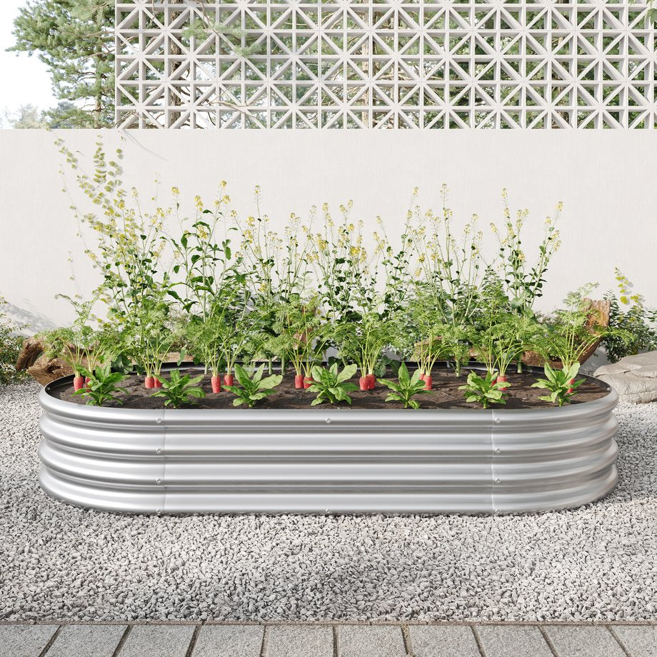 English Elm Raised Garden Bed Outdoor Oval Metal Planter 71" x 35" Rust‑Resistant Galvanized Raised Bed W840101952
