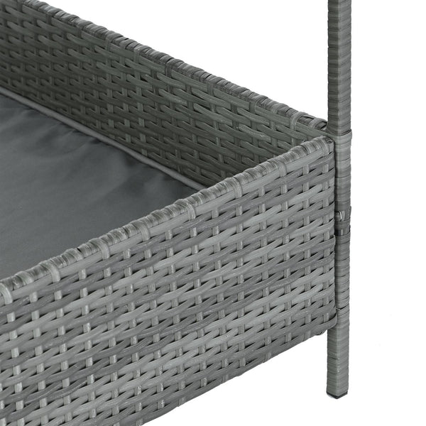 English Elm Dog Dark Grey PE Wicker Pet Bed with Canopy - Durable Metal Frame, 2" Plush Polyester Cushion, Outdoor Patio-Friendly W1703P188889