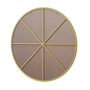 English Elm Wall Round Mirror Matte Metal Frame 39 Inch Minimalist Decor for Bathroom or Bedroom Gold W143570512