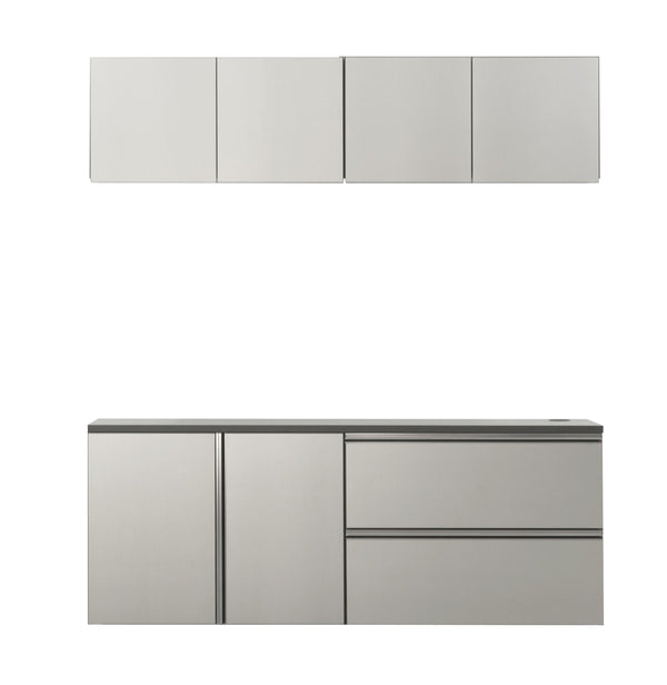 English Elm Nova Metallic Grey Garage Cabinet Set C (5-Piece) 64"W x72"H x20"D Wall-Mount Deep Storage, Durable Eco-Friendly Finish B040S00066