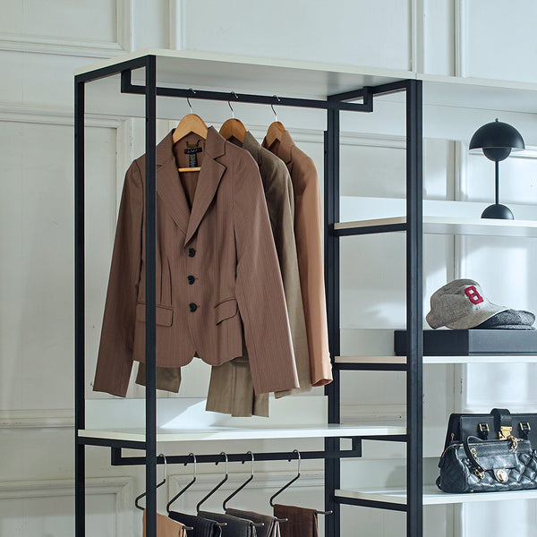 English Elm Fiona White Freestanding Walk-In Closet System with Metal Frame, Deep Modular Storage, Eco E0 Board B040S00051