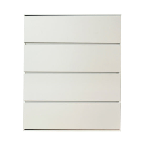 English Elm Liv Four-Drawer Chest with Soft-Close Drawers, Water & Scratch Resistant Melamine, Made in Korea White B040S00056