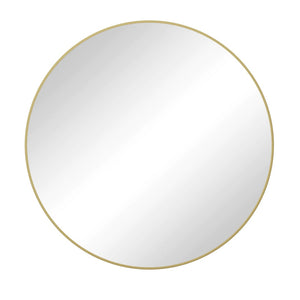 English Elm Wall Round Mirror Matte Metal Frame 39 Inch Minimalist Decor for Bathroom or Bedroom Gold W143570512