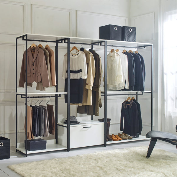 English Elm Fiona 47" Wood & Metal Walk-In Closet System White — Deep, Water/Heat/Stain Resistant, Eco E0 Board B040S00044