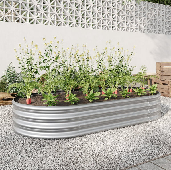 English Elm Raised Garden Bed Outdoor Oval Metal Planter 71" x 35" Rust‑Resistant Galvanized Raised Bed W840101952