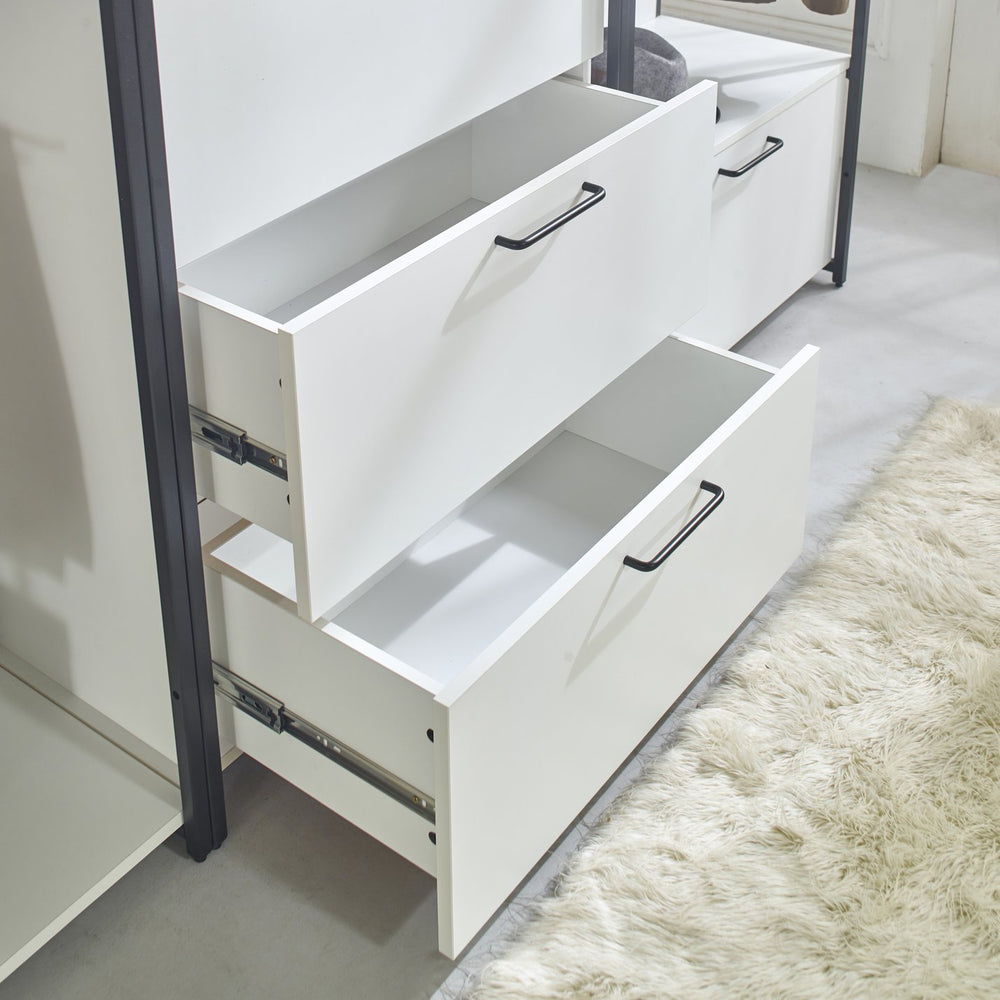 English Elm Fiona White Freestanding Walk-In Wood Closet System with Metal Frame — Deep, Eco E0, Water & Scratch Resistant B040S00053