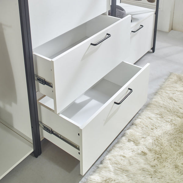 English Elm Fiona White Freestanding Walk-In Wood Closet System with Metal Frame — Deep, Eco E0, Water & Scratch Resistant B040S00053