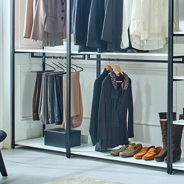 English Elm Fiona Freestanding Walk in Closet System Modular Wood and Metal Wardrobe Wall B040S00048