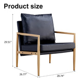 English Elm Sofa Chair.Black Pu Leather Accent Arm Chair Mid Century Modern Upholstered Armchair With Imitation Solid Wood Color Metal Frame Padded Backrest and Seat Cushion Sofa Chairs For Living Room Sf-010