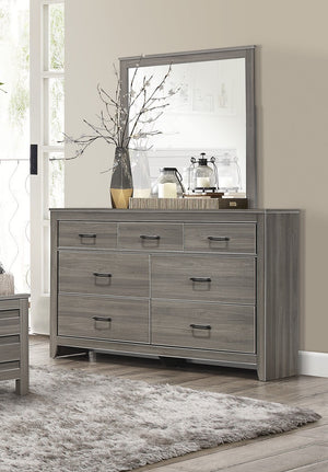 English Elm Dark Gray Waldorf 7-Drawer Dresser with Horizontal Dark Hardware, Industrial Rustic Modern Design B011101877