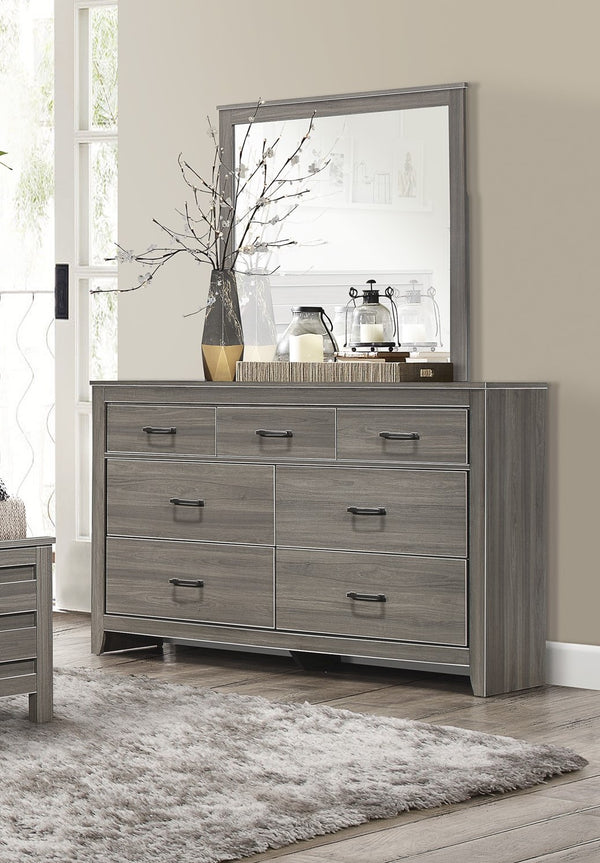 English Elm Dark Gray Waldorf 7-Drawer Dresser with Horizontal Dark Hardware, Industrial Rustic Modern Design B011101877