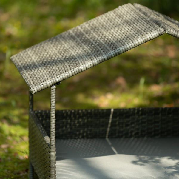 English Elm Dog Dark Grey PE Wicker Pet Bed with Canopy - Durable Metal Frame, 2" Plush Polyester Cushion, Outdoor Patio-Friendly W1703P188889