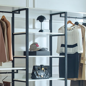 English Elm Fiona White Freestanding Walk-In Closet System with Metal Frame, Deep Modular Storage, Eco E0 Board B040S00051