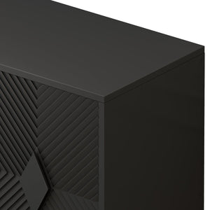 English Elm 31.50" Fluted Two Door Black Cabinet with Metal Legs for Entryway or Living Room W1435P206312