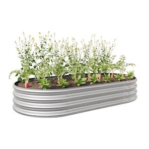 English Elm Raised Garden Bed Outdoor Oval Metal Planter 71" x 35" Rust‑Resistant Galvanized Raised Bed W840101952