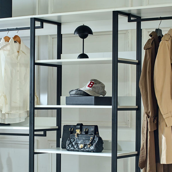 English Elm Fiona Freestanding Walk in Closet System Modular Wood and Metal Wardrobe Wall B040S00048