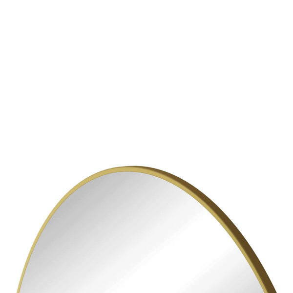 English Elm Wall Round Mirror Matte Metal Frame 39 Inch Minimalist Decor for Bathroom or Bedroom Gold W143570512