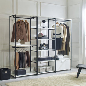 English Elm Fiona White Freestanding Walk-In Closet System with Metal Frame, Deep Modular Storage, Eco E0 Board B040S00051
