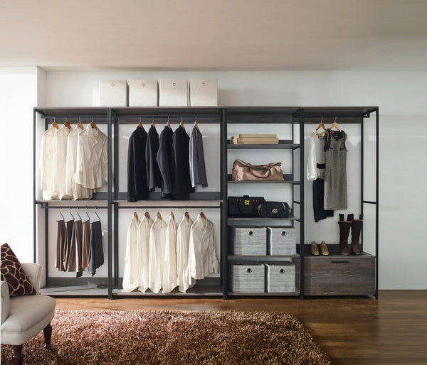 English Elm Monica Rustic Walk-in Closet System with Deep Modular Storage, E0 Eco Board, Water & Scratch Resistant B040S00074