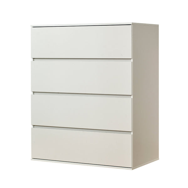English Elm Liv Four-Drawer Chest with Soft-Close Drawers, Water & Scratch Resistant Melamine, Made in Korea White B040S00056