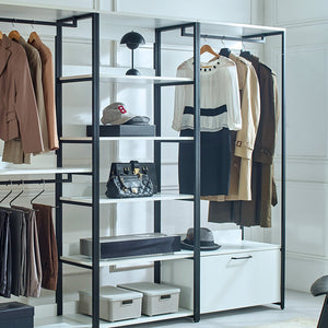 English Elm Fiona White Freestanding Walk-In Closet System with Metal Frame, Deep Modular Storage, Eco E0 Board B040S00051