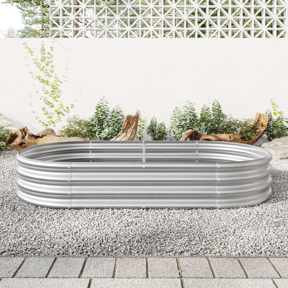 English Elm Raised Garden Bed Outdoor Oval Metal Planter 71" x 35" Rust‑Resistant Galvanized Raised Bed W840101952