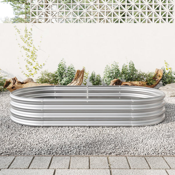 English Elm Raised Garden Bed Outdoor Oval Metal Planter 71" x 35" Rust‑Resistant Galvanized Raised Bed W840101952