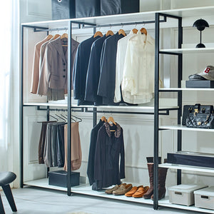 English Elm Fiona Freestanding Walk in Closet System Modular Wood and Metal Wardrobe Wall B040S00048
