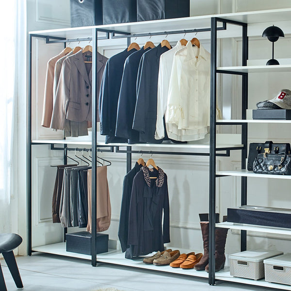 English Elm Fiona Freestanding Walk in Closet System Modular Wood and Metal Wardrobe Wall B040S00048