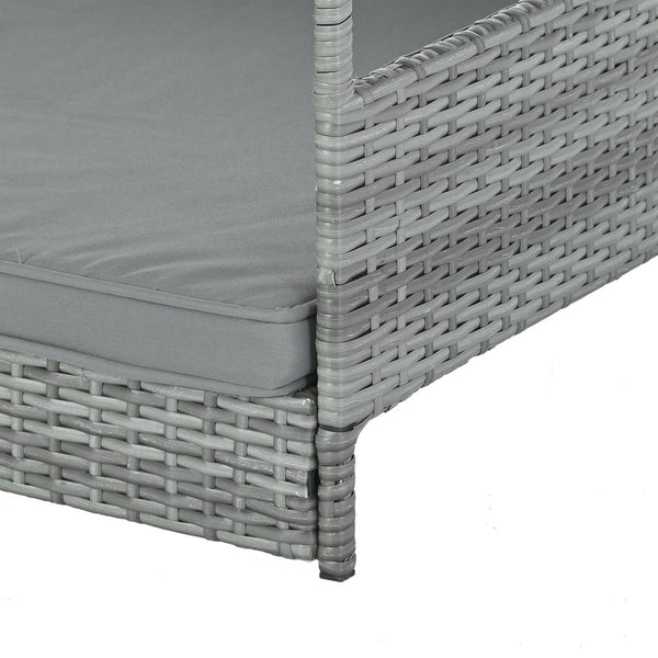 English Elm Dog Dark Grey PE Wicker Pet Bed with Canopy - Durable Metal Frame, 2" Plush Polyester Cushion, Outdoor Patio-Friendly W1703P188889