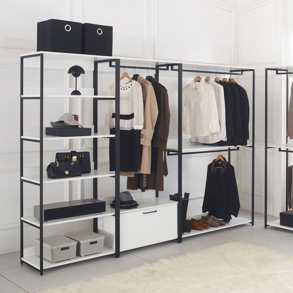 English Elm Fiona White Freestanding Walk-In Closet System with Deep Storage, Waterproof, Scratch-Resistant Modular Design B040S00054